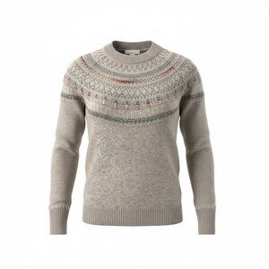 Caslon Gray Fair Isle Floral Sweater Pullover Long Sleeve Crewneck Womens L Chic